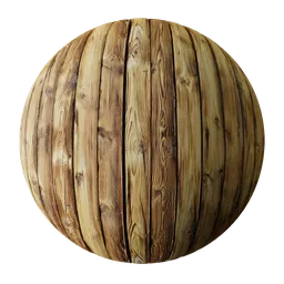 High-resolution PBR wooden floor material for photorealistic texturing in Blender 3D models, featuring natural plank details and displacement mapping.