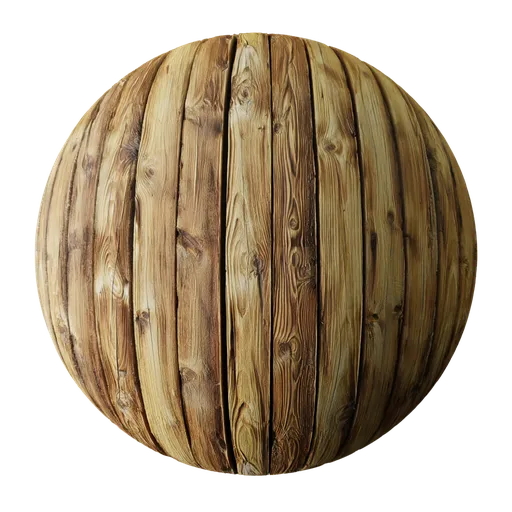 High-resolution PBR wooden floor material for photorealistic texturing in Blender 3D models, featuring natural plank details and displacement mapping.