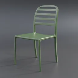 "Outdoor Plastic Chair 3D Model for Blender 3D - Striped Backing, Thin Legs, and Textured Surface. Ideal for Outdoor Furniture Category."