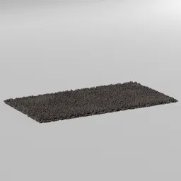 High-detail grey shaggy rug 3D model, optimized for Blender, showcasing texture and realistic lighting effects.