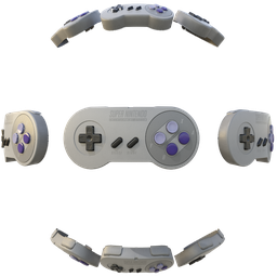 Realistic SNES Controller PBR texture for Blender 3D, ideal for tech simulation with adjustable displacement.