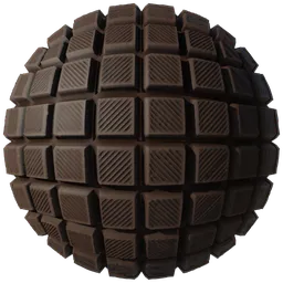 Realistic PBR black bitter chocolate texture for 3D modeling and rendering in Blender and other software.