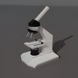 Detailed 3D render of a laboratory microscope, designed for scientific visualization and created with Blender software.