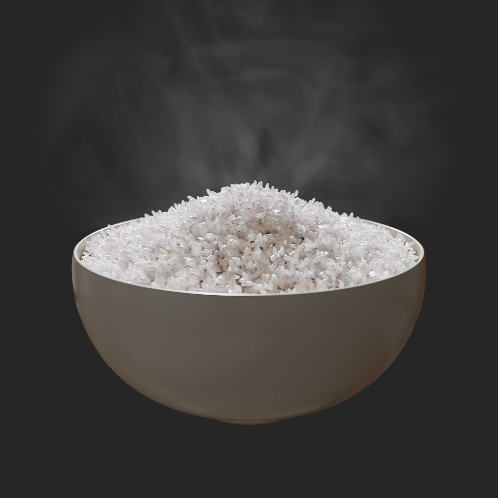 Procedural Cooked Rice | FREE Food models | BlenderKit