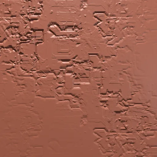 3D Blender sculpting brush imprint for creating detailed tech damage on 3D models.