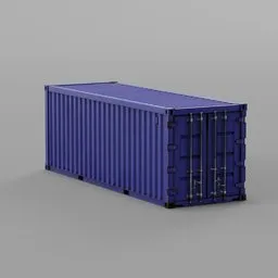 Blue 3D-rendered industrial container model for Blender users, optimized for gaming graphics.
