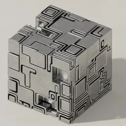 SciFi Metallic Greeble Cube Model