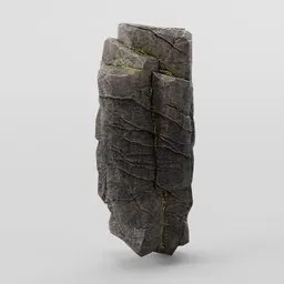 Detailed 3D model of a textured, mossy cliff suitable for Blender renderings and game environments.