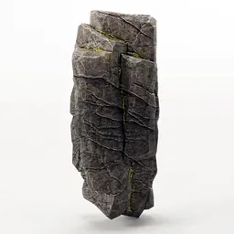 Detailed 3D model of a textured, mossy cliff suitable for Blender renderings and game environments.