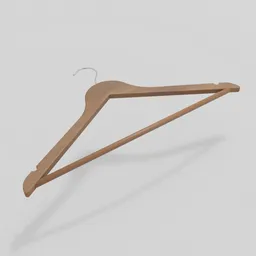 3D-rendered wooden coat hanger, optimized for Blender, ready for array along rail in wardrobe scenes.