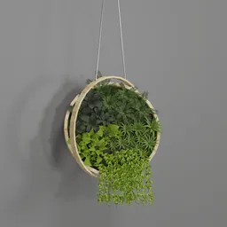 Hanging 3D plant box with assorted greenery for Blender, perfect for virtual indoor nature scenes.
