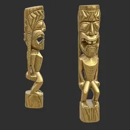 Tiki God Spiral Gaze Statue Gold