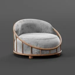 Detailed 3D armchair model showcasing realistic textures and materials, ideal for Blender rendering projects.