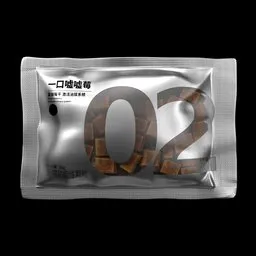 Detailed 3D render of a sealed granule product bag with transparent window and label designed in Blender.