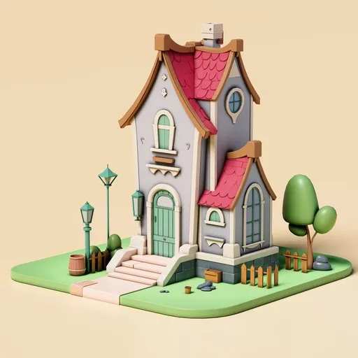Detailed Blender 3D fantasy-style house model with colorful textures, perfect for digital animation.