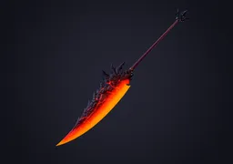 3D-rendered glowing spear with intricate design, optimized for game asset use in Blender.