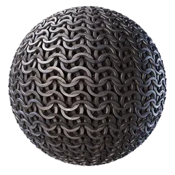 Seamless medieval chain PBR texture for Blender 3D, suitable for armor and protective gear simulations.