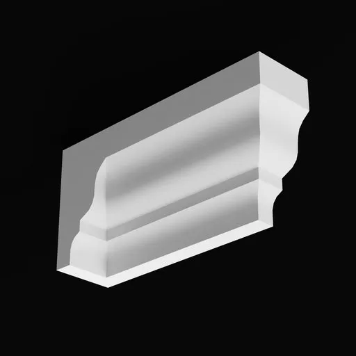 Detailed 3D crown molding asset for architectural visualization in Blender, showcasing modular design customization.