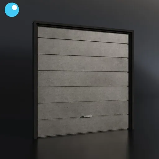 Realistic 3D model of a modern garage shutter with a detailed metal texture, suitable for Blender 3D environments.
