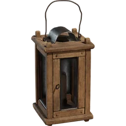 Realistic Blender 3D wooden lantern model with detailed textures and design, perfect for digital art and animation.
