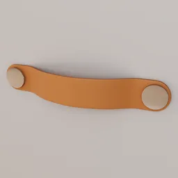 Leather-textured cabinet handle 3D model rendered in Blender, ideal for photorealistic architectural visualizations.