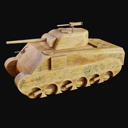 Wood Toy Sherman Tank Unpainted