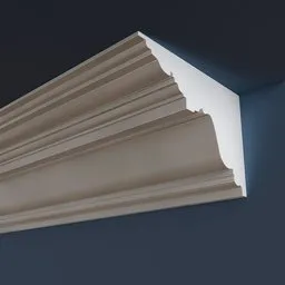 Detailed 3D antique-style cornice model for Blender with 1k PBR texture, optimized for architectural visualization.