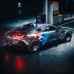 BMW i8 Cyberpunk Widebody Rigged