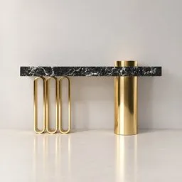 Black Marble Gold Pillar Console