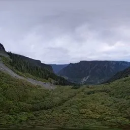 Mountain Valley Overcast Sky