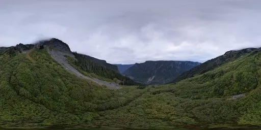 Mountain Valley Overcast Sky