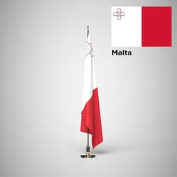 Malta Ceremonial flag on stand