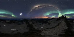 Mountain Aerial Twilight Aurora Moon