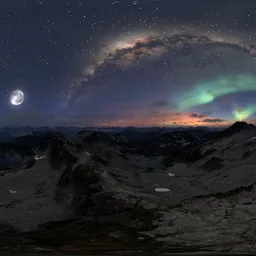 Mountain Aerial Twilight Aurora Moon