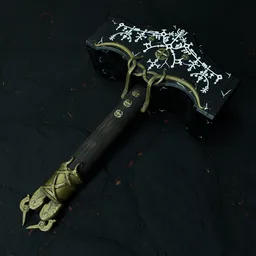 Mjolnir Thor Hammer Low-Poly