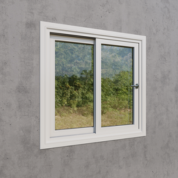 "Photorealistic UPVC Sliding Window 3D model for Blender 3D. This 1.2X1.2 meter window features a solid concrete design and two sliding shutters. Ideal for architectural visualization, this high-resolution product renders an impressive view of a mountain landscape. Crafted with Autodesk Inventor, this realistic model is perfect for creating stunning visualizations and designs."