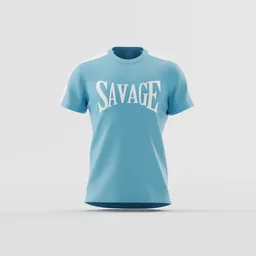 "SAVAGE" Light Blue Panel T-Shirt