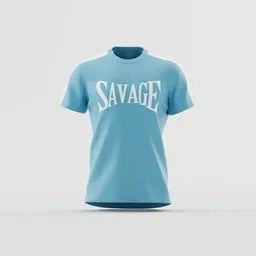 "SAVAGE" Light Blue Panel T-Shirt