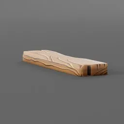 Low poly 3D cartoon-style wooden plank model with hand-textured surface, ideal for Blender 3D projects.