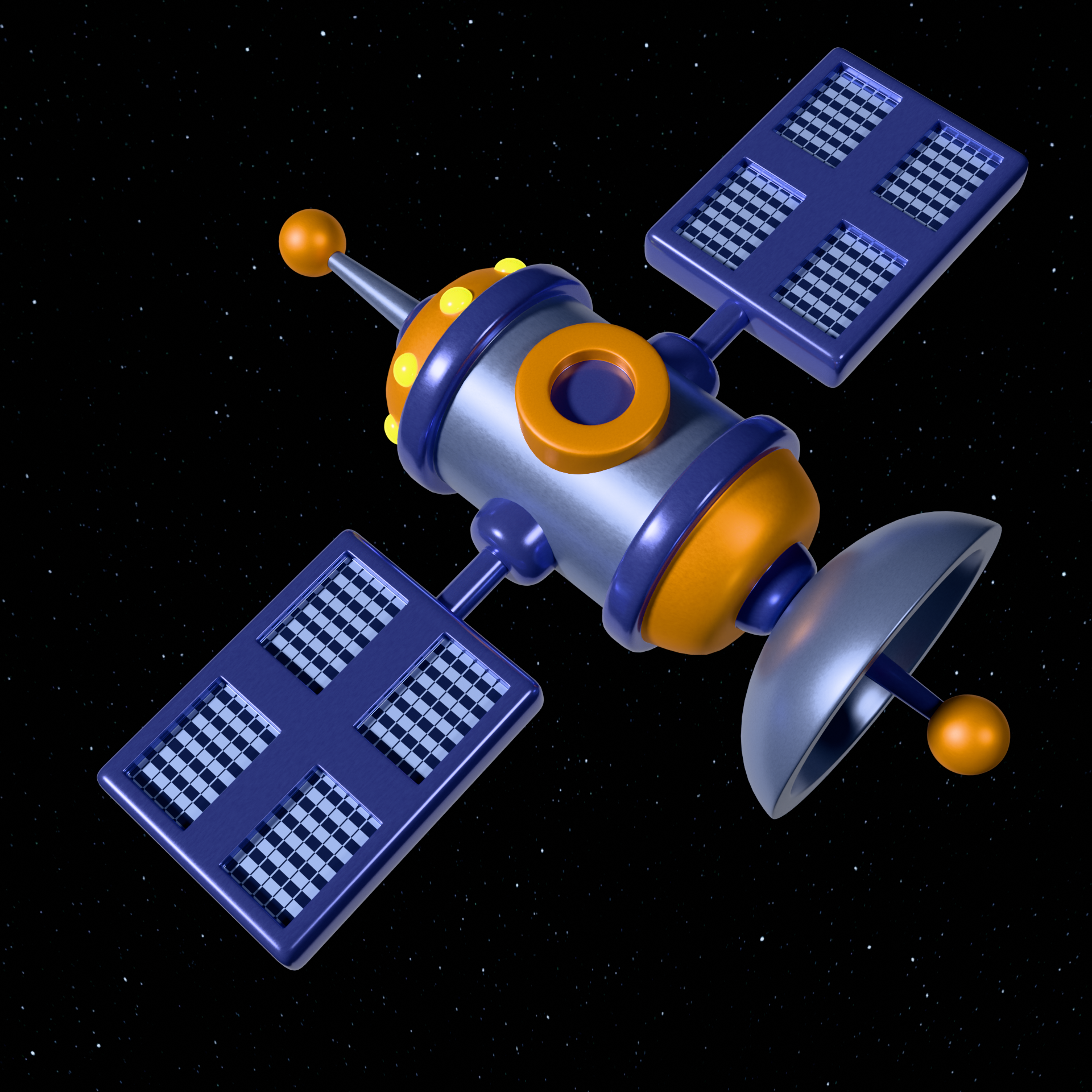 Stylized cartoon satellite | Satellites models | Blendkit