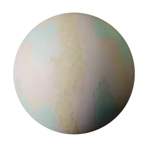 Pastel Watercolor Wash PBR material for Blender with soft pink, yellow, green gradient and subtle crackle texture.