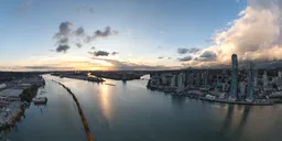 Aerial City Buildings Sunset Sky