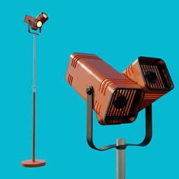 "Vintage Designer Lamp for Blender 3D - hyper realistic retro floor lamp inspired by Tom Whalen. Highly detailed with a pair of lights on a pole. Perfect for adding a touch of 80s sophistication to your render."