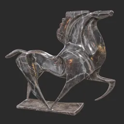 Horse abstract black marble statue