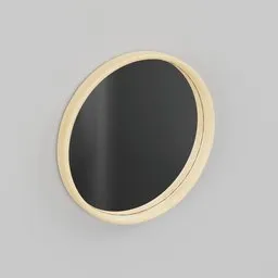 Wooden round mirror natural