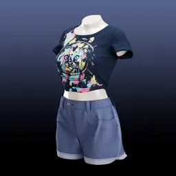 Shirt-Jean Shorts-Mannequin