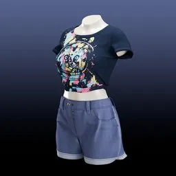 Shirt-Jean Shorts-Mannequin
