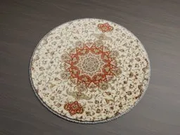 Detailed circular rug 3D model with intricate patterns for Blender, ideal for bedroom scene visualization.