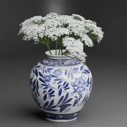 Ceramic Vase with White Flowers