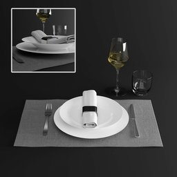 Tableware set with plates, glasses and cutlery
